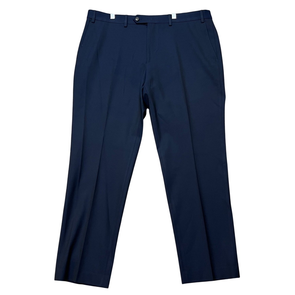 Chaps Dress Pants Men 38x30 Navy Blue Flat Front Straight Leg Stretch Classic